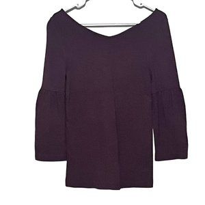 Ann Taylor Womens Shirt Burgundy Red V Neck Blouse‎ Size XXS